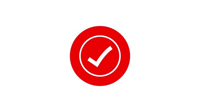 Animated white check mark icon in circle isolated on a white background. green check mark animation that symbolizes approval, success or task completion.
