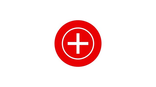 Plus icon animation representing healthcare protection. Business counting add motion. positive technology sign. medical cross icon animation