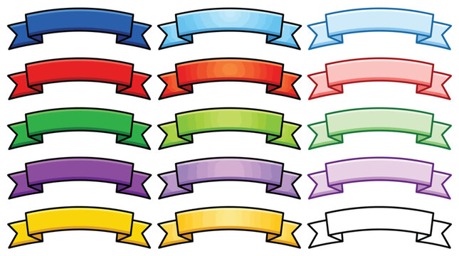 Collection of colorful curved ribbons with blank space for adding your own custom text labels