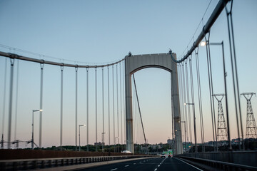 Obraz premium Pierre Laporte Bridge and Quebec Bridge Over Saint Lawrence River Near Quebec City Canada