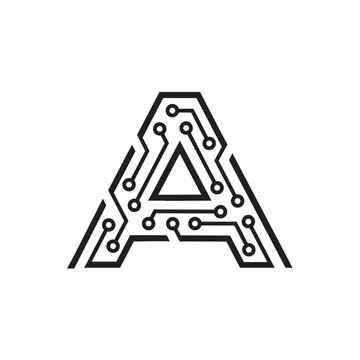 alphabet letter a  tecnology logo
