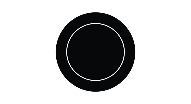 Circular shape with inner circle black and white silhouette
