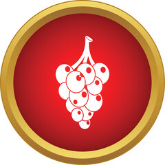 Naklejka premium Grapes bunch vector icon inside a red circle with gold border