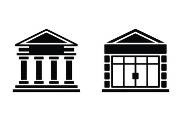 Fototapeta premium Set of vector icons representing classic and modern buildings with building