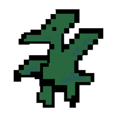 cute green pixel pterosaurs dinosaur icon in retro vector 8-bit style design © Animaflora PicsStock