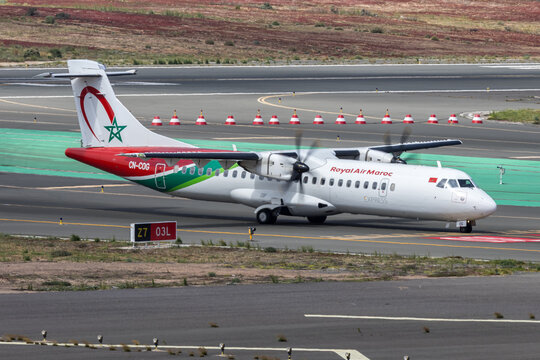 Royal Air Maroc Express ATR 72-600 airplane at Gran Canaria airport in Spain