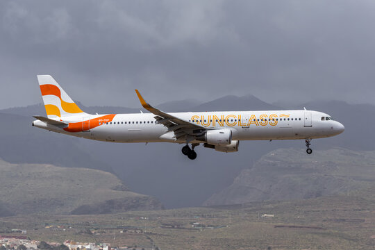 Sunclass Airlines Airbus A321 airplane at Gran Canaria airport in Spain