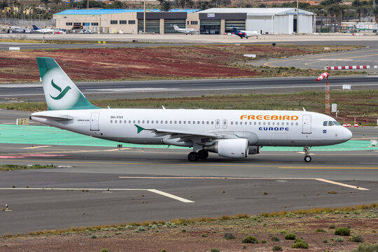 Freebird Europe Airbus A320 airplane at Gran Canaria airport in Spain