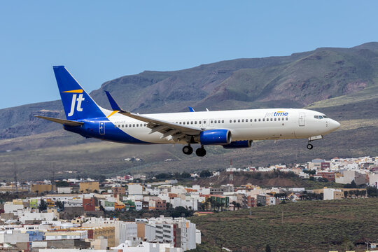 Jettime Boeing 737-800 airplane at Gran Canaria airport in Spain