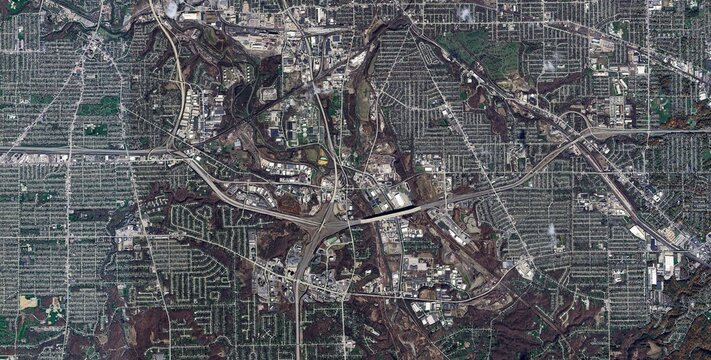 Cleveland Cuyahoga Valley Highway Interchange Aerial View