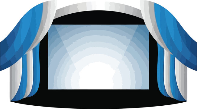 Theater stage with blue curtains and projector screen vector file