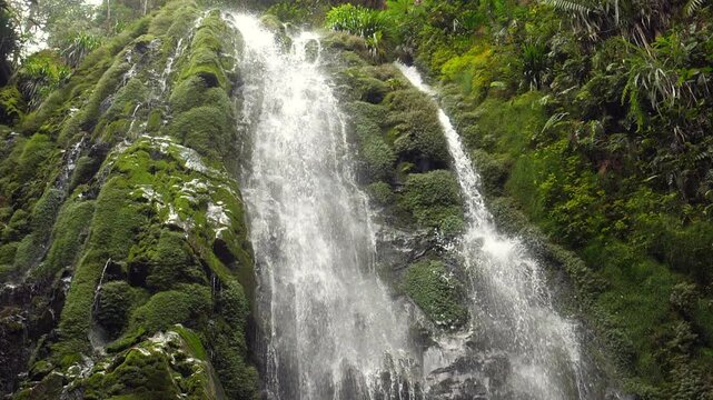 Waterfall at Junin, Imbabura province in Western Ecuador, within a critical mining concession with high biodiversity. Slow motion
