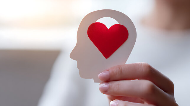 Heart in Head: Conceptual Image Representing Emotional Intelligence, Mental Well-being, Compassion, and Psychological Balance for a Healthy Mind