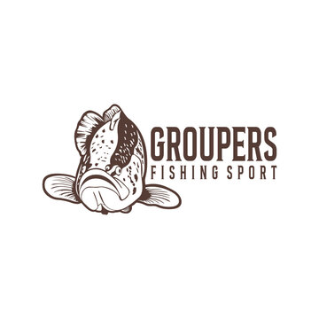 Grouper fish logo design vector. Grouper fish Silhouette Template Illustration.
