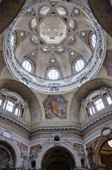 Obraz premium Ornate Renaissance Church Dome Interior with Frescoes in Turin Italy