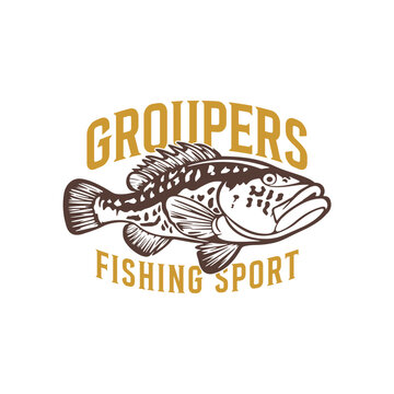 Grouper fish logo design vector. Grouper fish Silhouette Template Illustration.