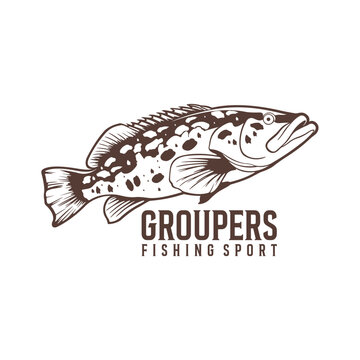 Grouper fish logo design vector. Grouper fish Silhouette Template Illustration.