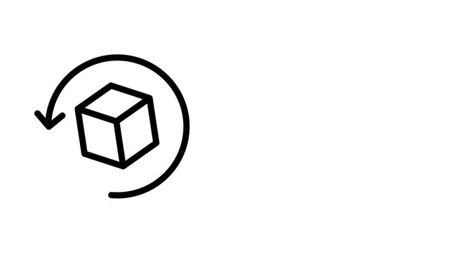 Animated Rotating Cube Icon for Delivery and Logistics