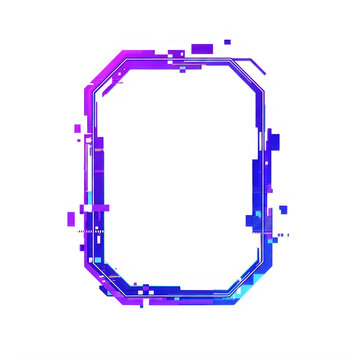 A purple and blue pixelated letter