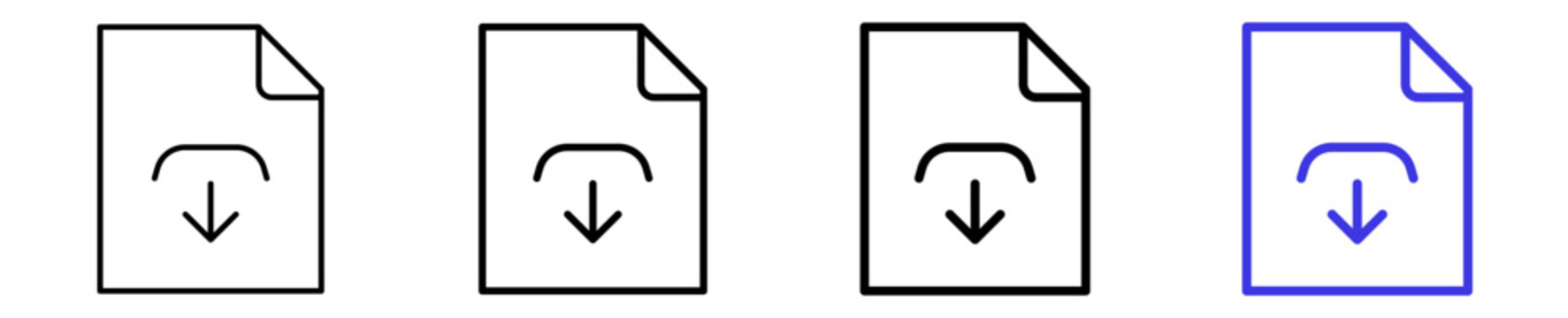 Document file download import data linear icon collection design. Editable vector stroke icons