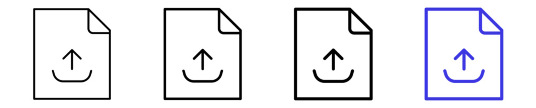 Document file upload export data linear icon collection design. Editable vector stroke icons