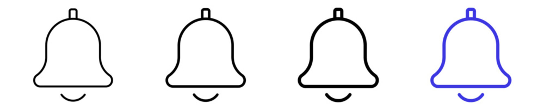 Notification alert reminder bell linear icon collection design. Editable vector stroke icons.