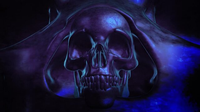 Skull Death Hell Rock Metal Abstract Art Animation Loop &ndash; dark surreal visual, gothic, heavy metal theme, aggressive atmosphere, horror aesthetic, animated VJ background