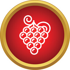 Naklejka premium Grape cluster outline on a red circle with a golden border representing winemaking