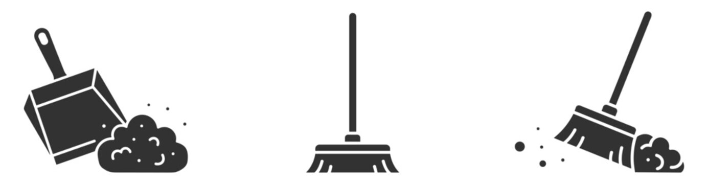 dustpan and broom cleaning tools vector illustration on transparent background