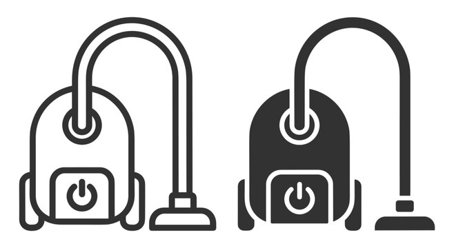 vacuum cleaner icon set with power button symbol electronic appliance symbols on transparent background