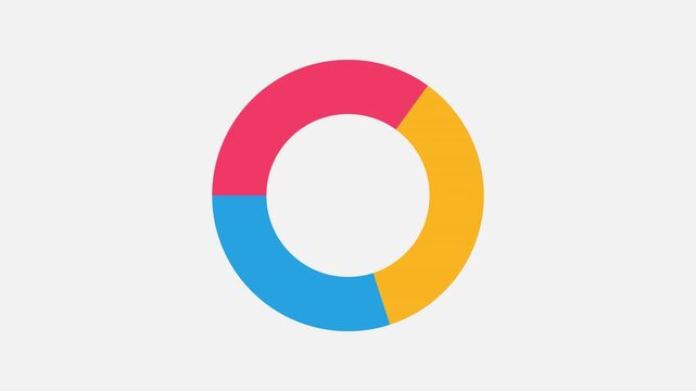 Minimalist animated colorful pie chart donut graph infographic on light background