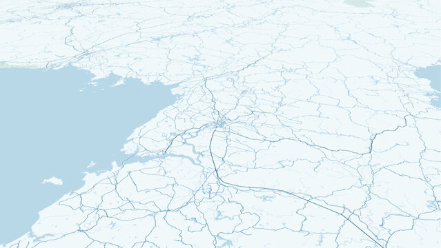 Modern minimalist vector map of Pyongyang, North Korea (DPRK). High-quality scalable illustration of Pyongyang city grid, Taedong River, and monumental urban layout for posters and urb