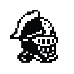 Fototapeta premium Retro Pixelated Warrior Armor Outline - Monochrome Video Game Vector Icon