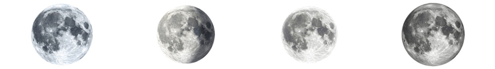 set of  graphic representations of moon phases on withe background PNG photo high quality'' © Saeed