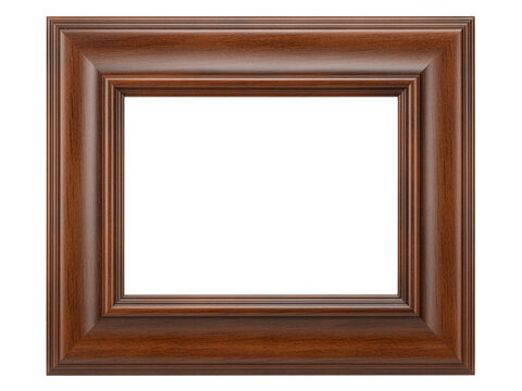Elegant Mahogany Wooden Picture Frame isolated on transparent background remove png, clipping path, pen tool