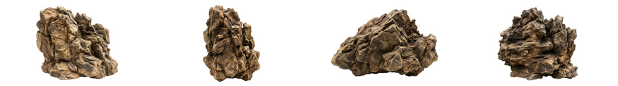set of  coprolites stone, on withe background PNG photo high quality'''