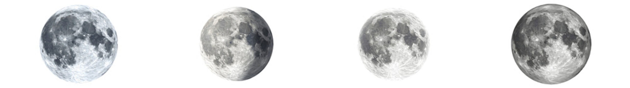 set of  graphic representations of moon phases on withe background PNG photo high quality''