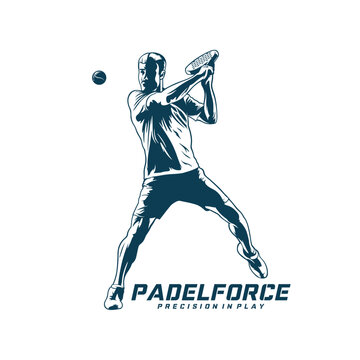 Padel Player logo design vector. Padel Player Silhouette Template Illustration.
