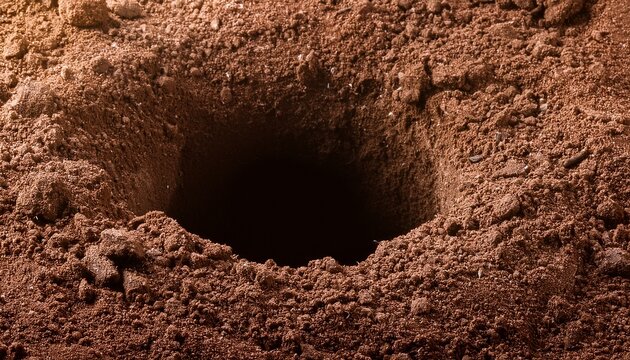 hole in ground isolated deep earth nature land surface texture dig pit burrow soil