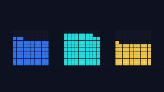 Animated Waffle Chart Grid Infographic for Data Proportion and Statistics