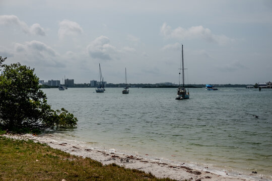 Clearwater Florida Coastal Surroundings with Intracoastal Waterway Waterfront Homes Boats Bridge and Urban Shoreline Views