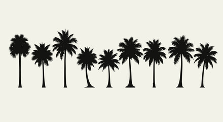 Obraz premium A serene landscape featuring a row of tall palm trees standing against a natural scenery.