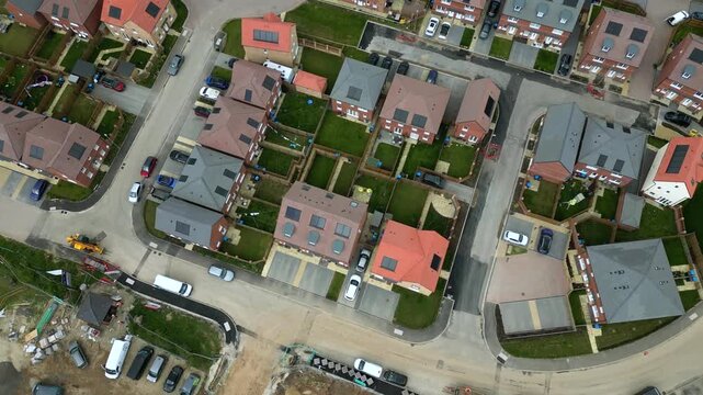 Aerial view of new homes built by Barratt Homes in Boroughbridge highlighting neighborhood layout and construction progress