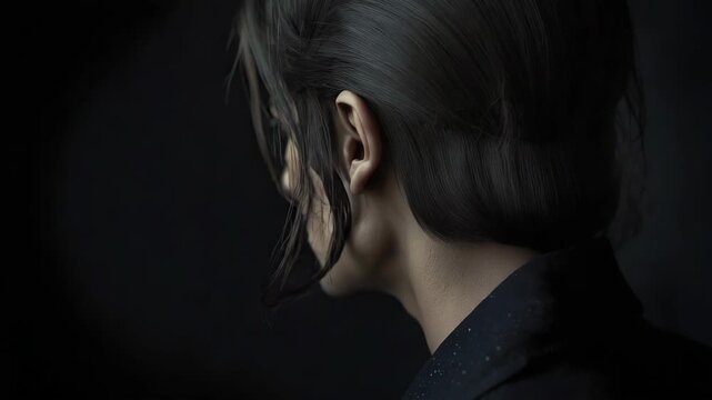 Brooding male profile portrait side view dramatic portrait combining moody cinematic lighting