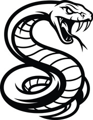 Fototapeta premium Aggressive Cobra Snake Black and White Illustration