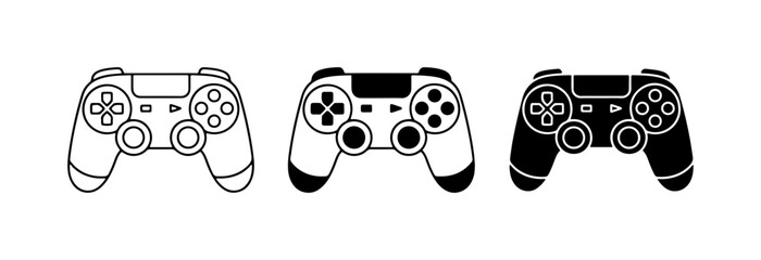 Video Game Controller Icons, Gaming Input Devices, Digital Entertainment Controllers, Retro and Modern Gaming Joysticks, Vector Set © Jalal