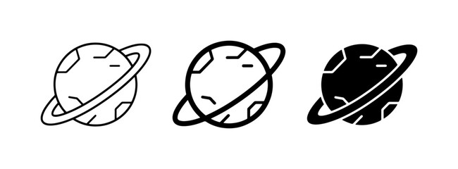 Planet Icons, Ringed Celestial Body Vector Graphics, Space Exploration Symbols, Cosmic Objects Set, Astronomical Illustrations © Nazmun