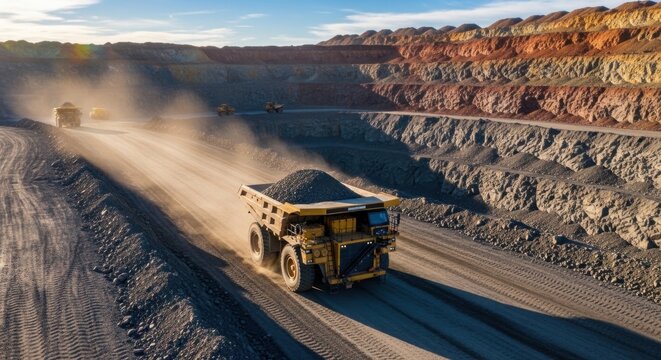 Heavy Dump Truck in Open Pit Mine