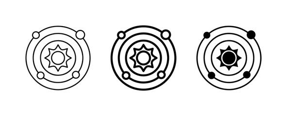 Solar System Icons, Celestial Orbits, Star Nucleus, Planetary Motion, Cosmic Science Graphics, Astronomical Concepts, Vector Set © Reaz