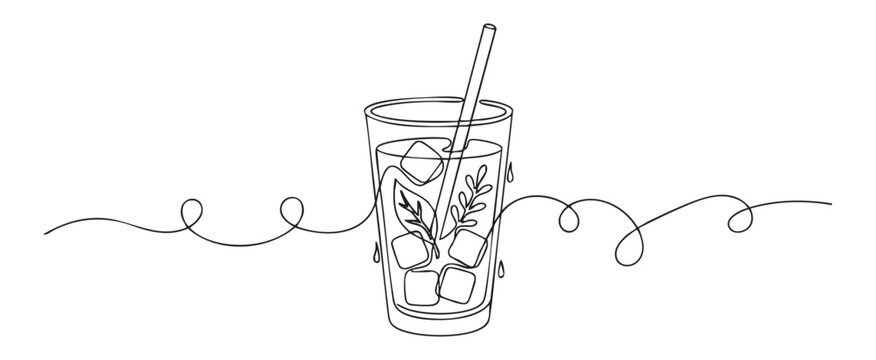 Iced Tea Line Drawing